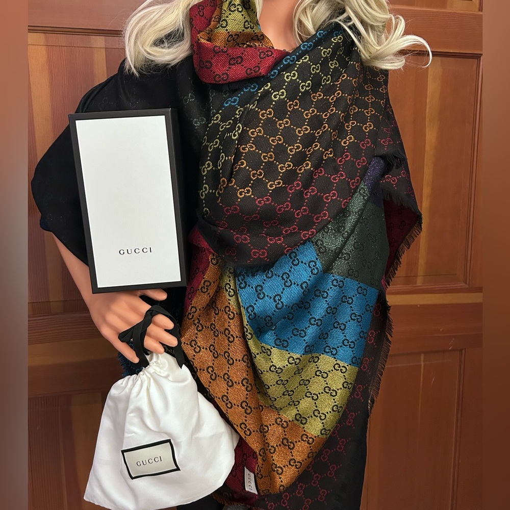 Authentic Gucci Ombré Multicolored Scarf.
(with dust bag and box)